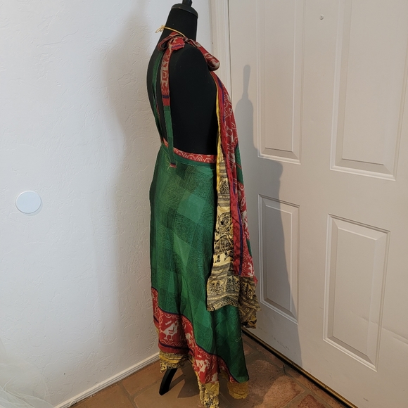 Brand New Sustainably Designed Boho Silk Reversible Wrap Skirt Dress - Picture 9 of 11